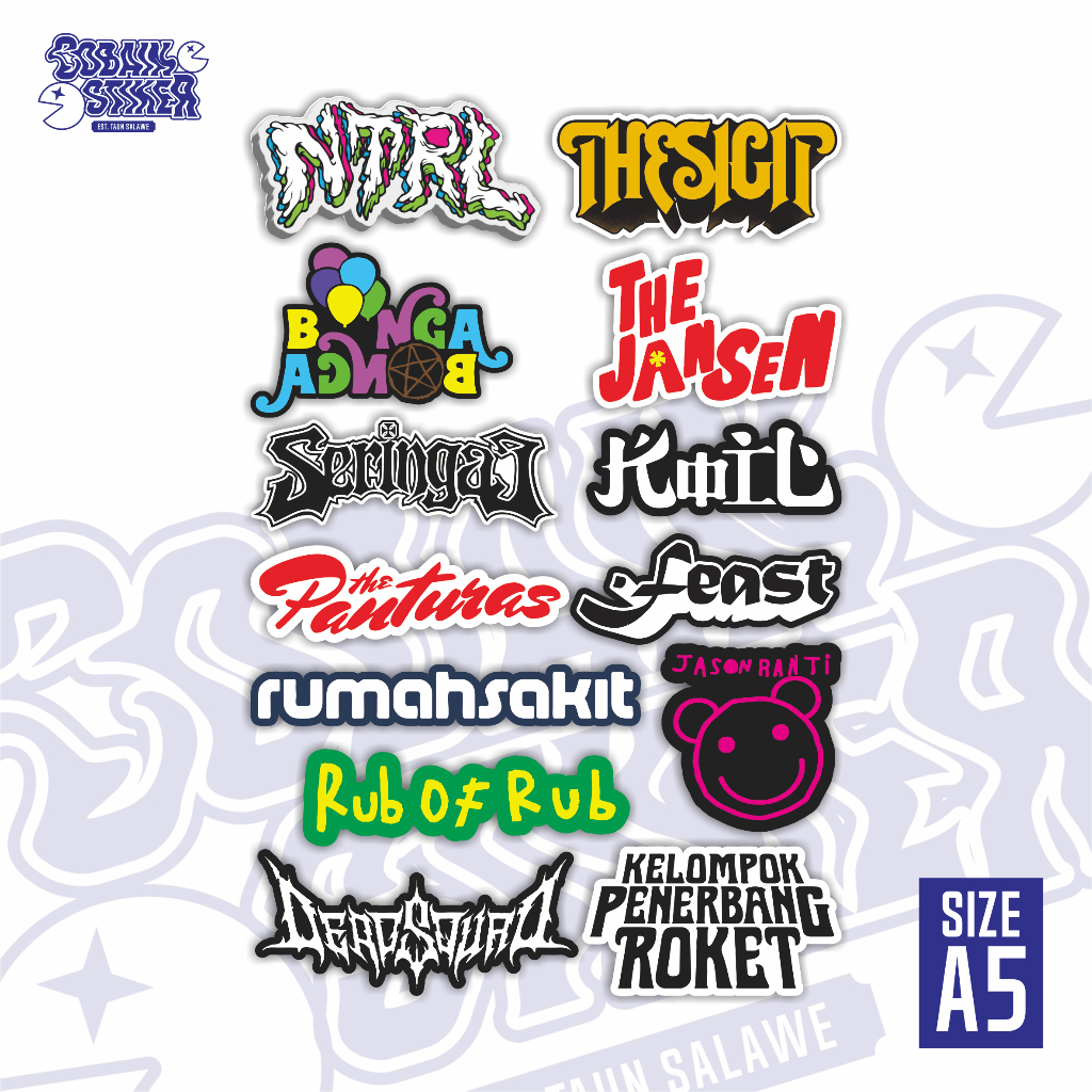 

Stiker Waterproof Vinyl | Stiker Vinyl Laminasi Anti Air | Stiker Pack Costum | Band #01