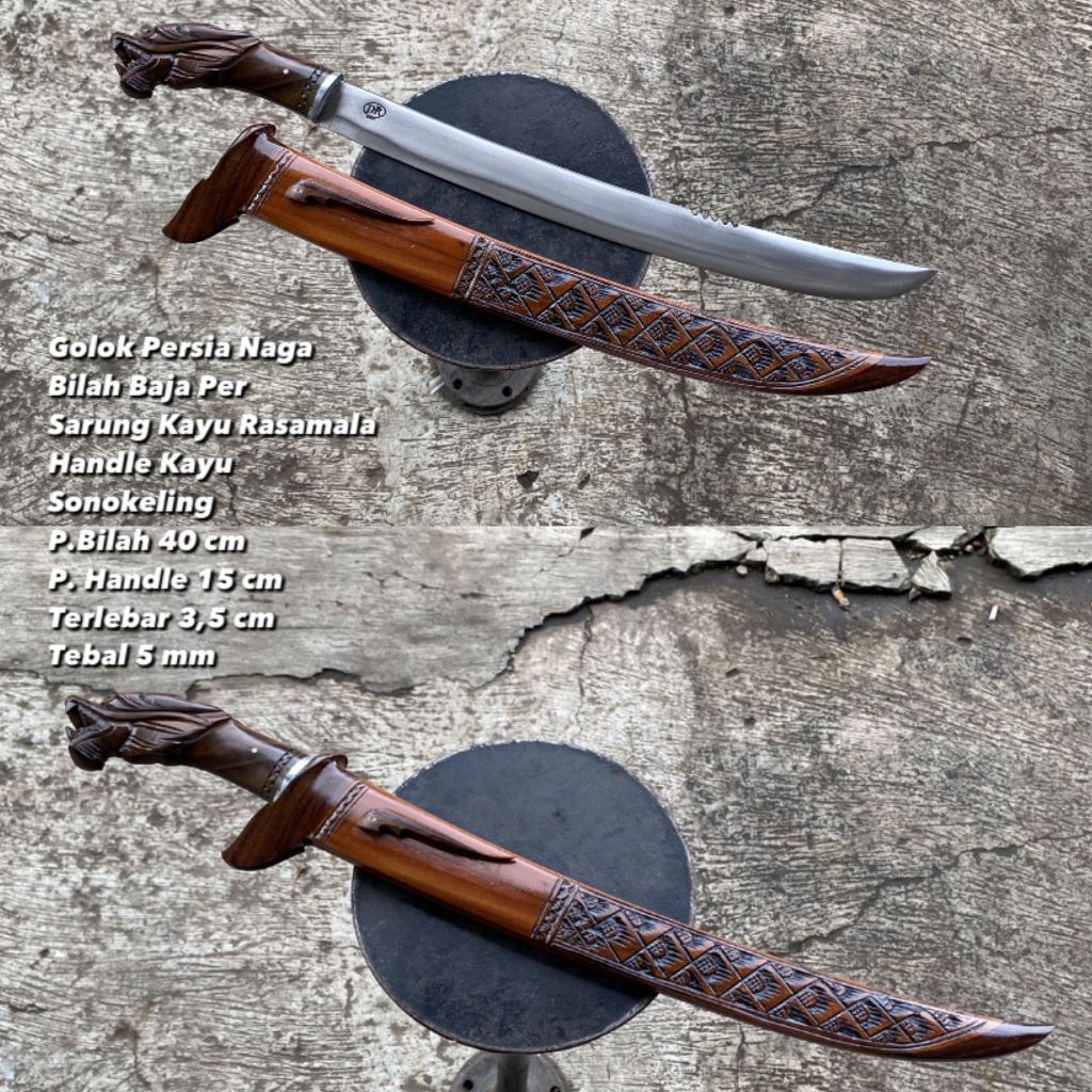 Golok Sembelih Persia Jumbo Kayu Ukir