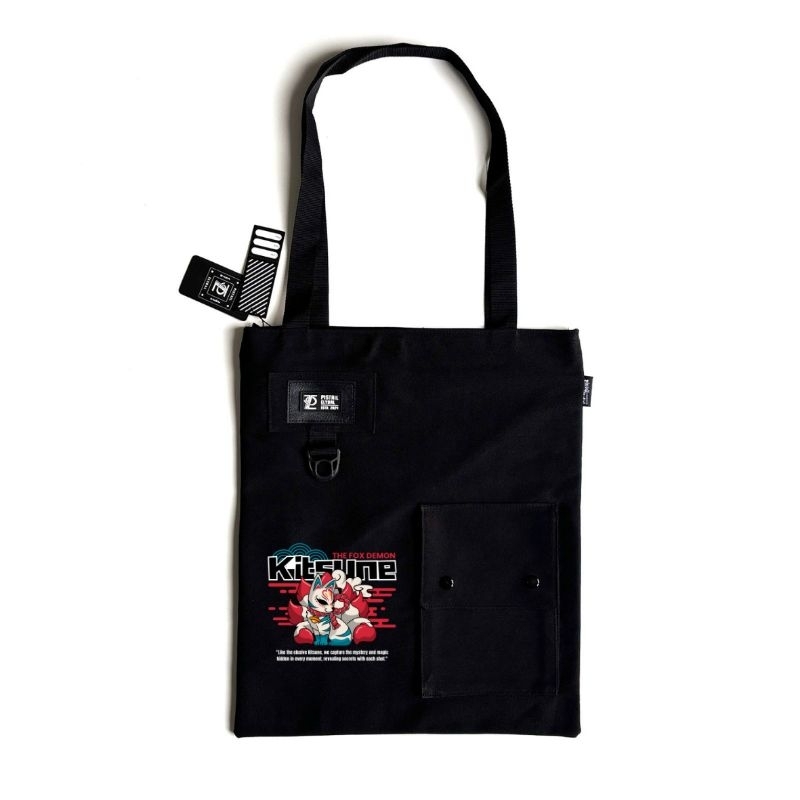 PISTAIL ELYDAL - ToteBag Canvas Premium - Kitsune - Shoulder Bag - Tas Jinjing Canvas - Tote Bag Kek