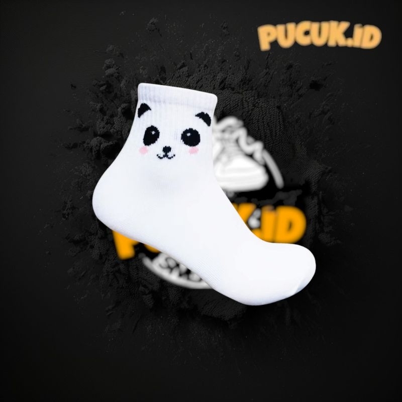 Kaos kaki Oldskool motif skate Panda Pendek Putih - Kaos kaki Oldschool Motif Panda pendek