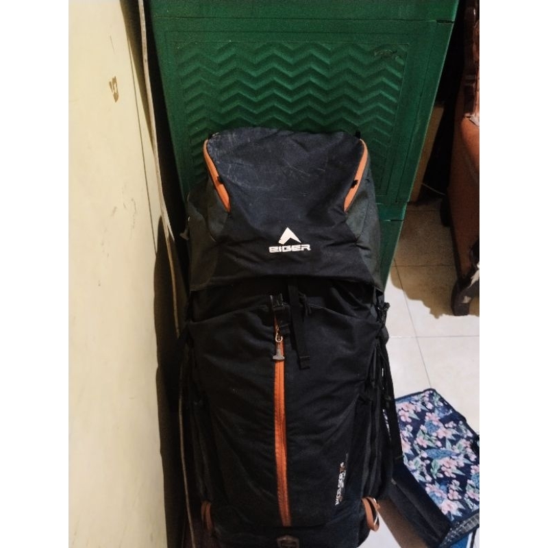 tas gunung eiger second 70l+15l black borneo series