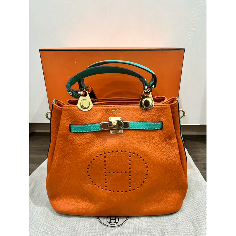 Hermes Orange Leather Bag