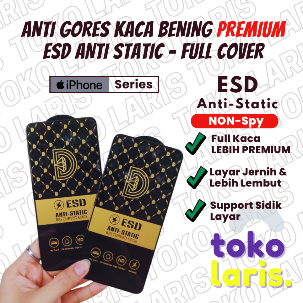 IPHONE Tempered Temper Tempred Glass Anti Gores ESD Anti Static Bening Clear Diamond Full Cover Anti