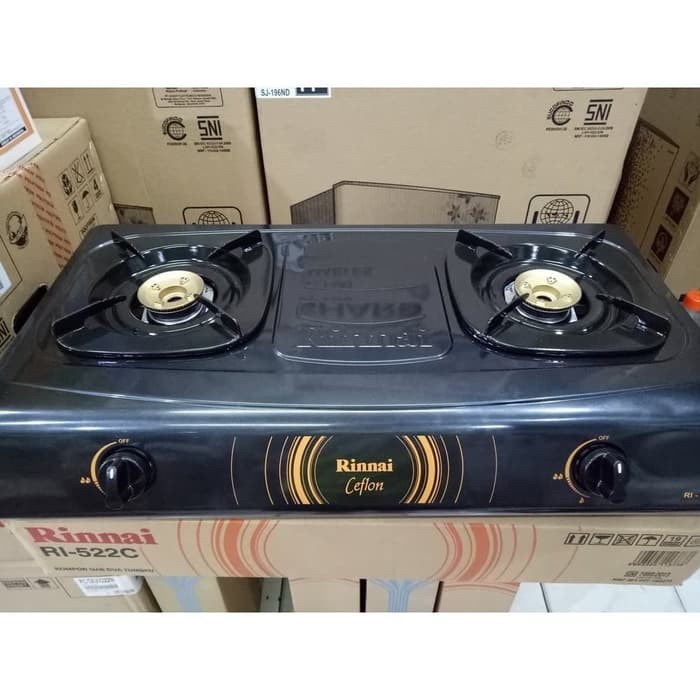 Rinnai RI-522C Kompor Gas 2 Tungku Teflon ri 522 C rinai ri522c BATAM