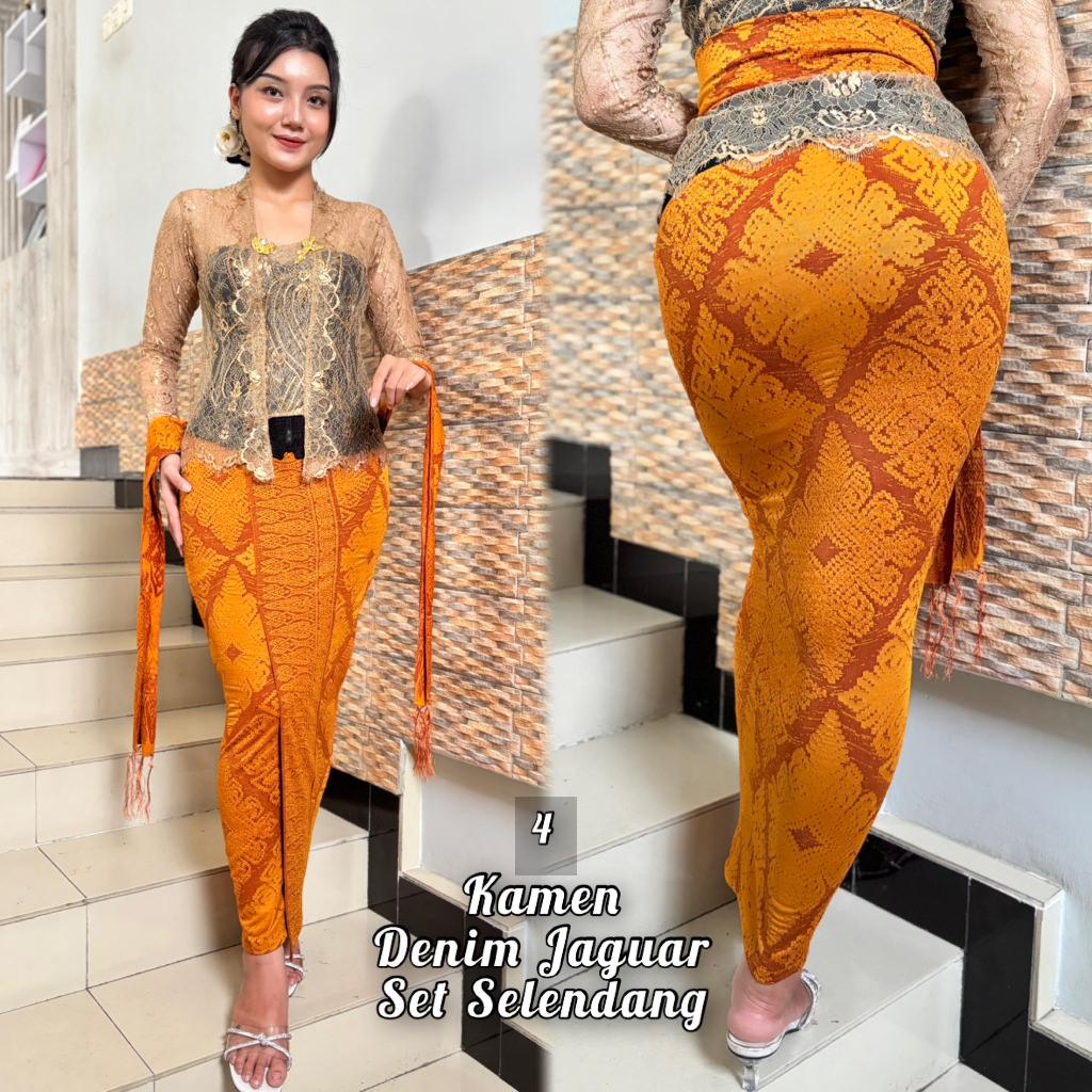 kamen jadi denim  jaguar + selendang jumbo