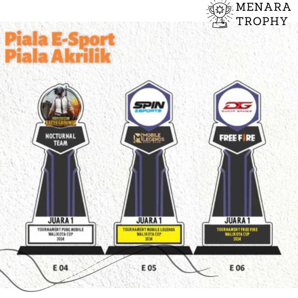 Plakat E Sport Piala E sport Akrilik Piala Pubg Piala Mobile Legend Piala Free Fire Akrilik