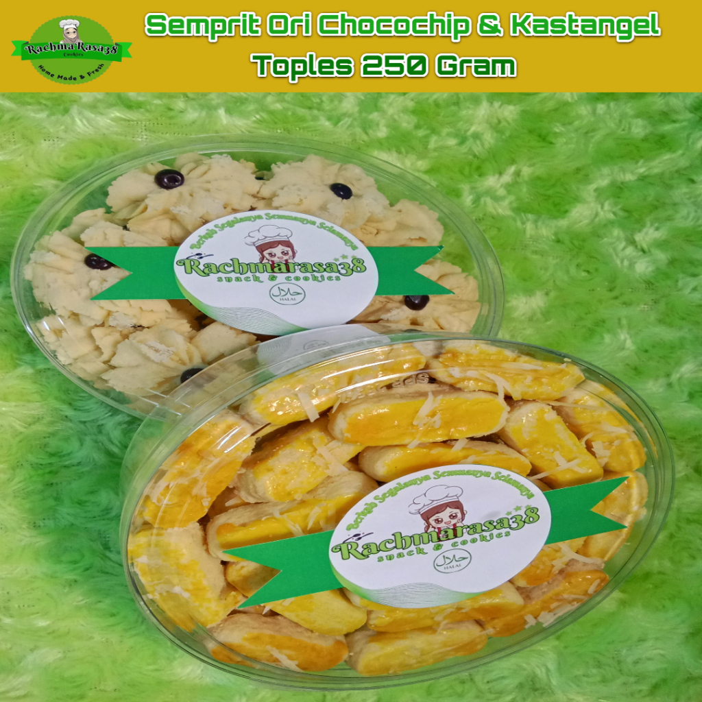 

Racahmarasa38 | Paket Kue Kering 250 Gram | kastangel Dan semprit Cream Choco Chips