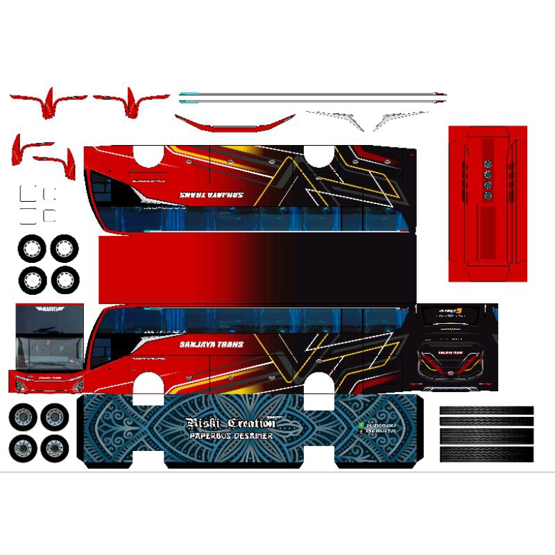 POLA STIKER MINIATUR BUS SANJAYA TRANS