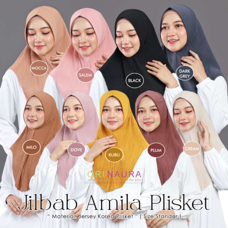 NEW JILBAB AMILA PLISKET BY ORI NAURA BAHAN JERSEY KOREA PLISKET