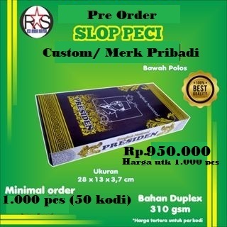 Dus/slop peci custom/merk pribadi 2 warna bawah polos murah bahan duplek 310 gsm