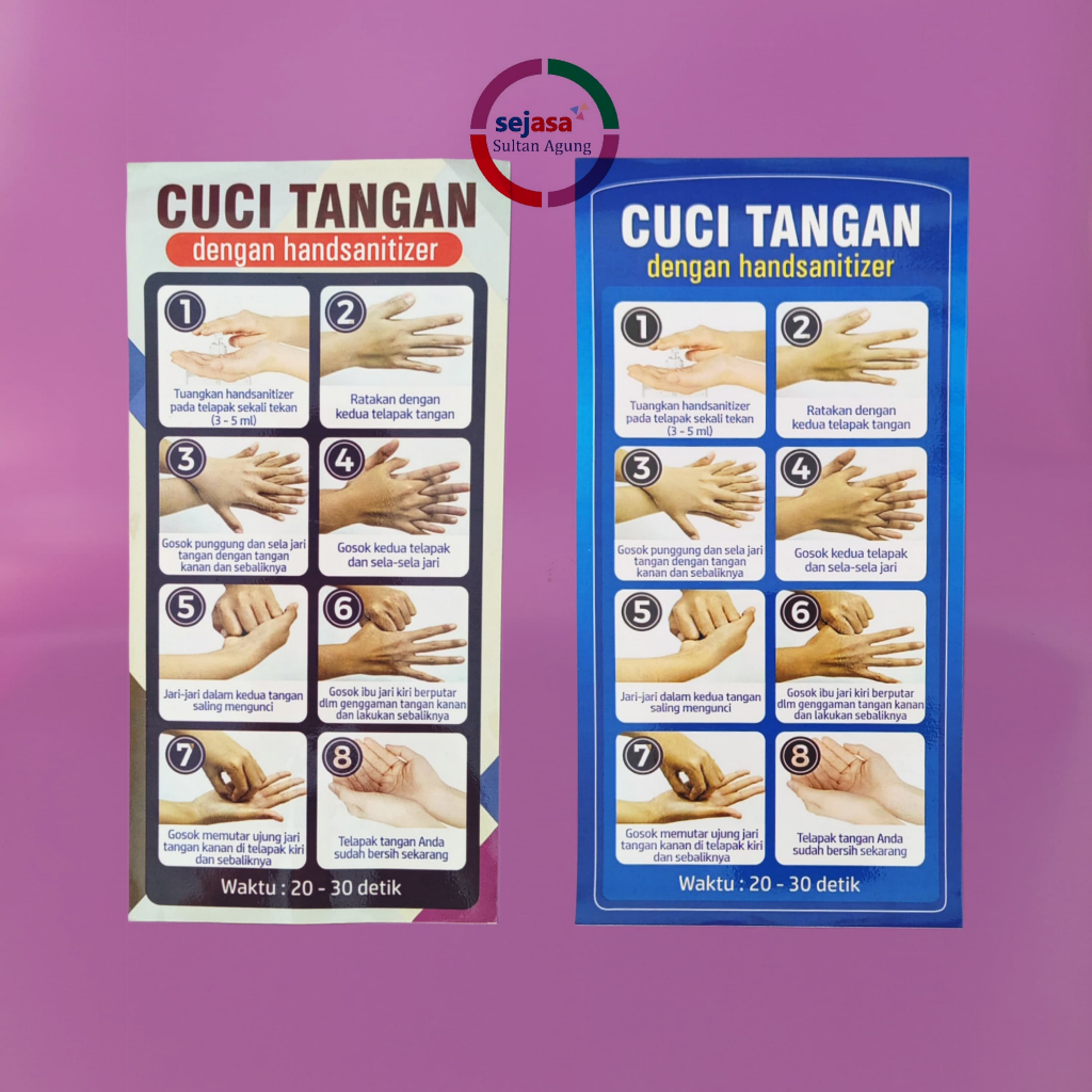 

Stiker Cuci Tangan Dengan Handsanitizer | Stiker Cara Cuci Tangan | Stiker Bahan Chromo