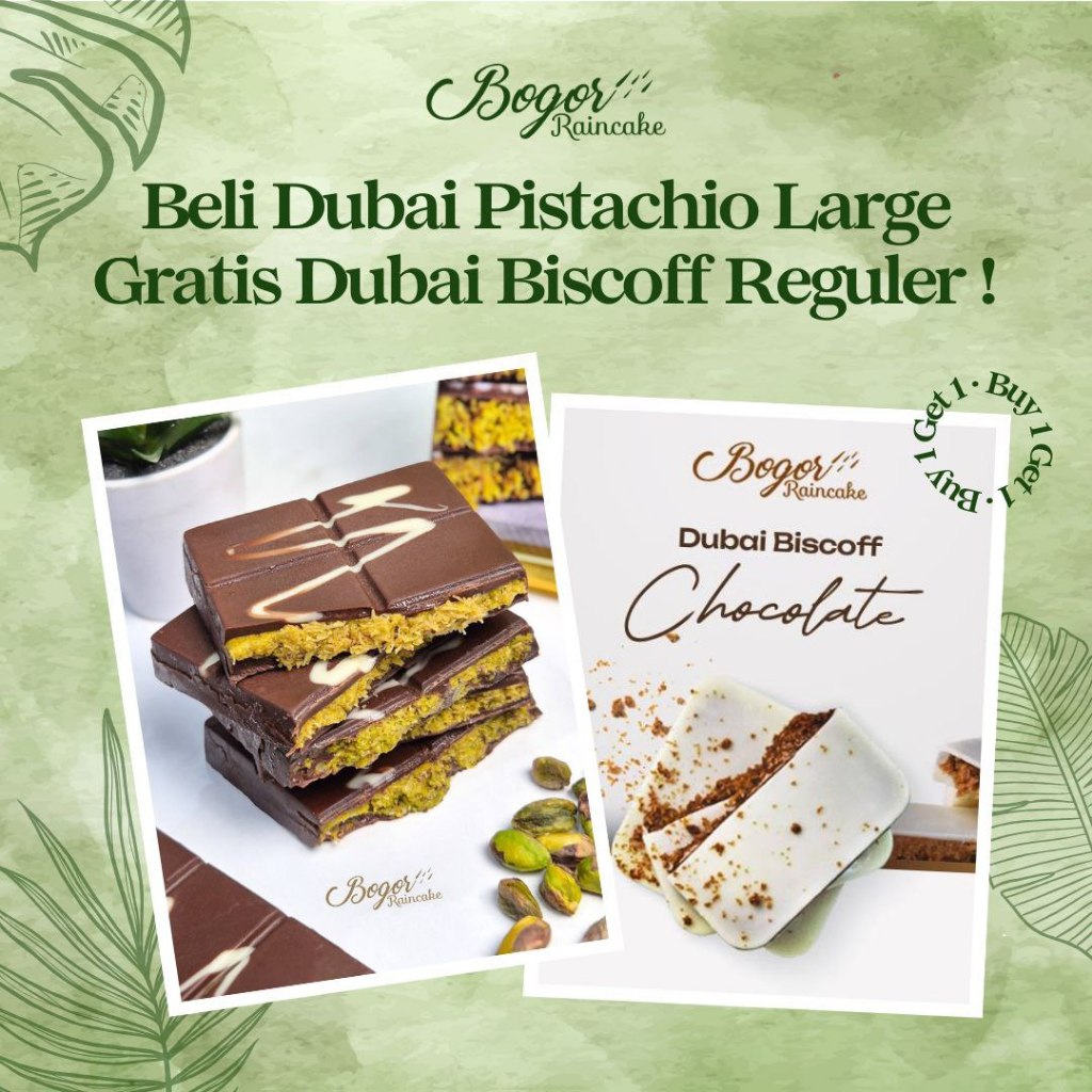 

Raincake Dubai Pistachio Chocolate Large + Free Dubai Biscoff Chocolate Reguler