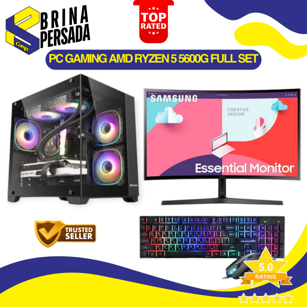 PC Gaming AMD Ryzen 5 5600G Full Set Monitor LED 24 Inch Siap Pakai - Ryzen 5 4600G