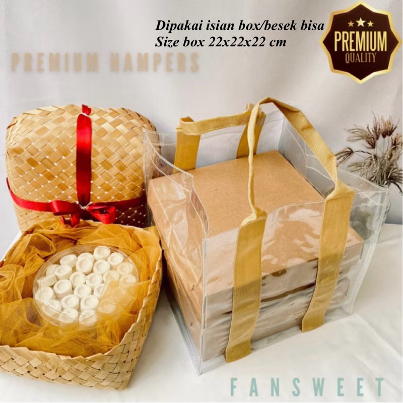 

1LUSIN Tas Mika Full Bisban Premium uk 23x23x25 nasi box / kotak Hampers