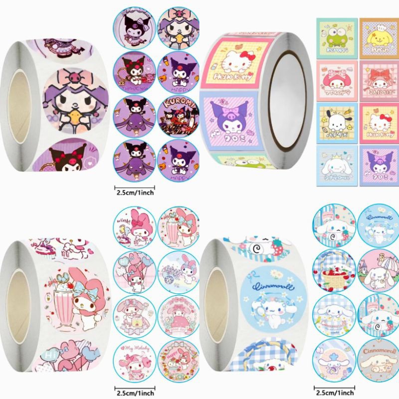 

Stiker roll seal / stiker gulung isi 500 pcs Lotso Capybara Sanrio kuromi hello kitty melody pompopurin cinnamoroll