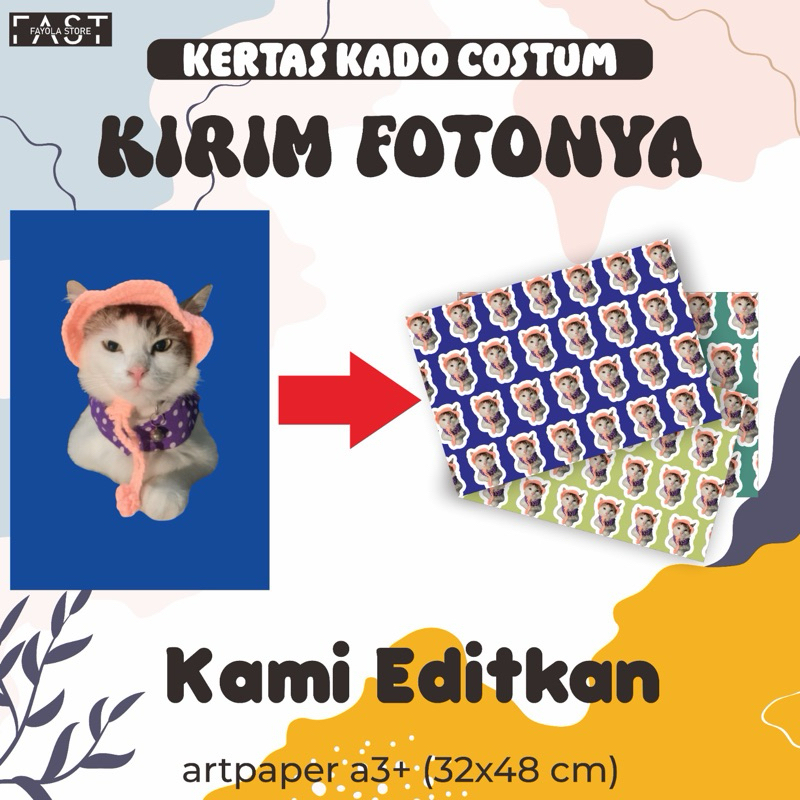 

KERTAS KADO CUSTOM MOTIF / KERTAS PEMBUNGKUS HADIAH / WRAPPING PAPPER ISI 3