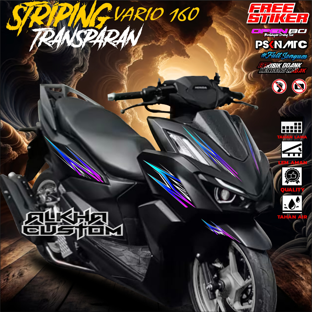 Striping Transparan HONDA VARIO 160 Fariasi Stiker Motor VARIO NEW Bisa reques Warna Dan Nama