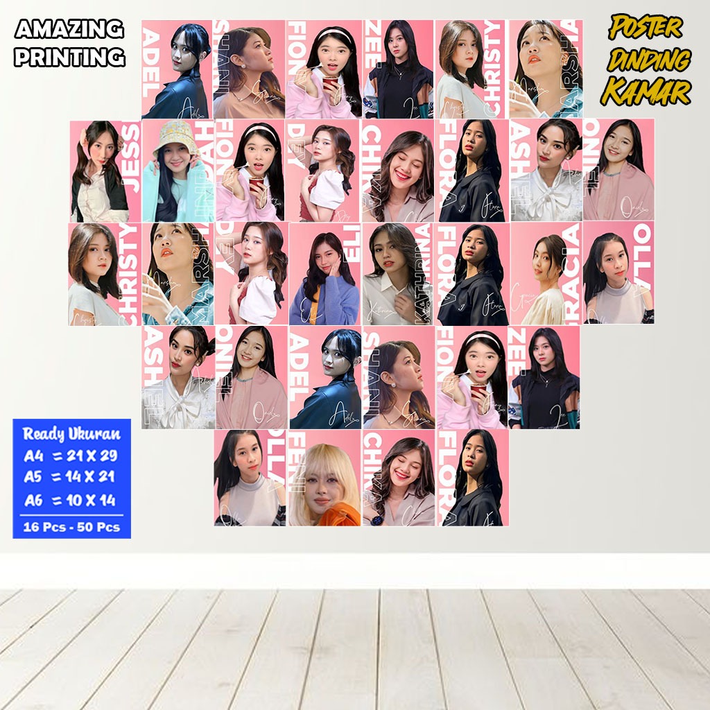 Poster Dinding Kamar JKT48 Pink edition / Poster Dinding JKT48 / Hiasan Dinding  / Poster Kamar