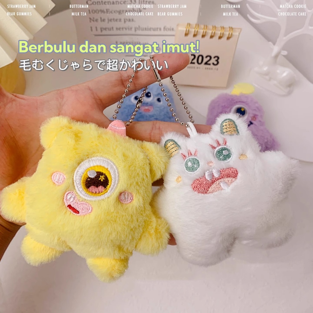 Gantungan Kunci Boneka Monster Bulu / Boneka Lucu Gantungan Tas / Gantungan HP Monster Fluffy