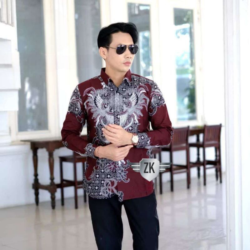 BAJU KEMEJA PRIA BATIK MOTIF WARNA MERAH