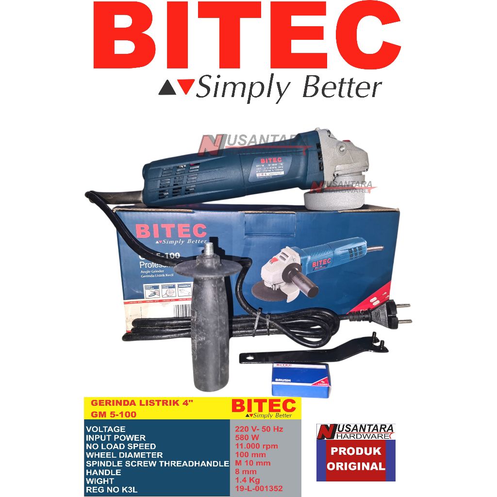 angle grinder 4" bitec gm 5-100 model bosch, mesin gerinda tangan 4" bitec model bosch gm 5-100, mes