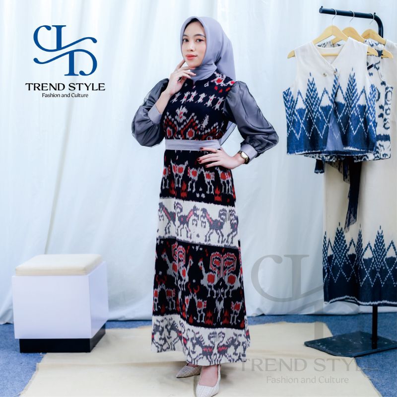 ADREENA DRESS | DRESS TENUN | DRESS KEKINIAN | DRESS WANITA | DRESS TENUN WANITA | DRES TENUN ETNIK 