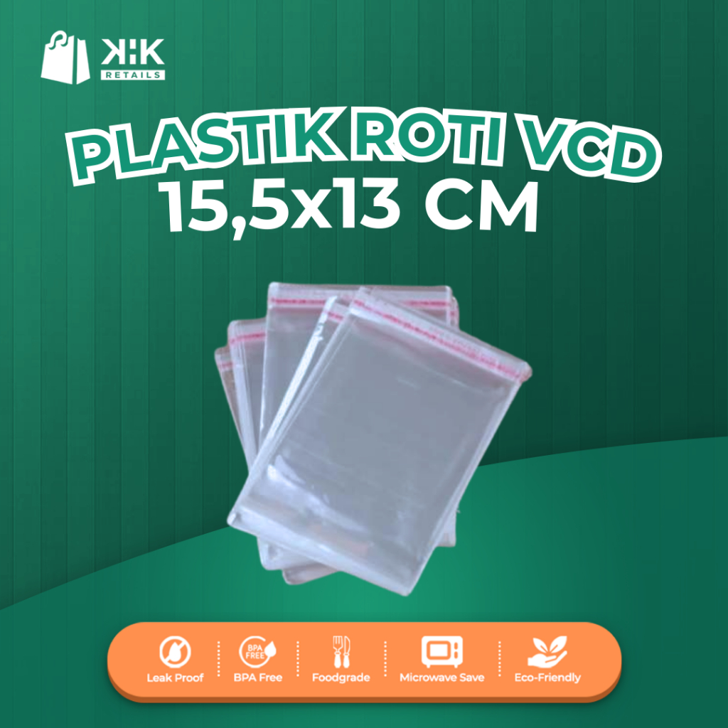 Plastik Roti VCD 15,5x13cm 100PCS/Pack - Praktis untuk Kemasan Roti, Snack, dan Aneka Makanan