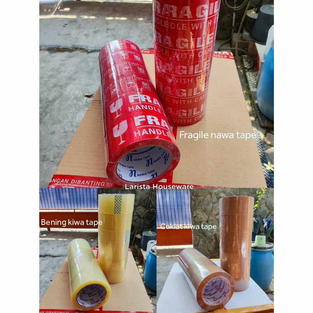 

Lakban bening / Fragile / Coklat 2 inch 90 yard Solatip Nawa tape kiwa tape