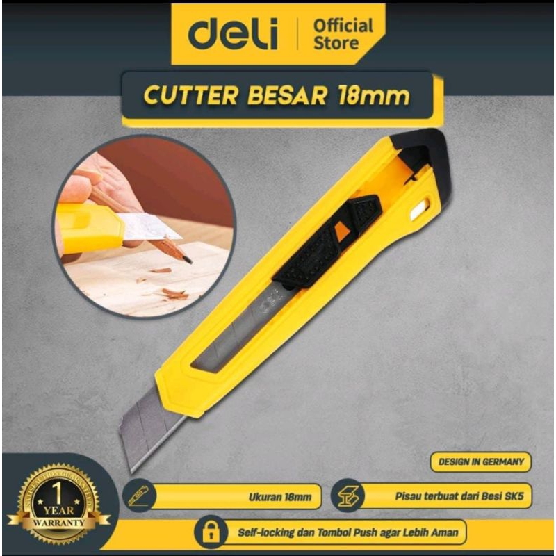

cutter deli edl108b /deli cutter besar 18mm pisau SK5