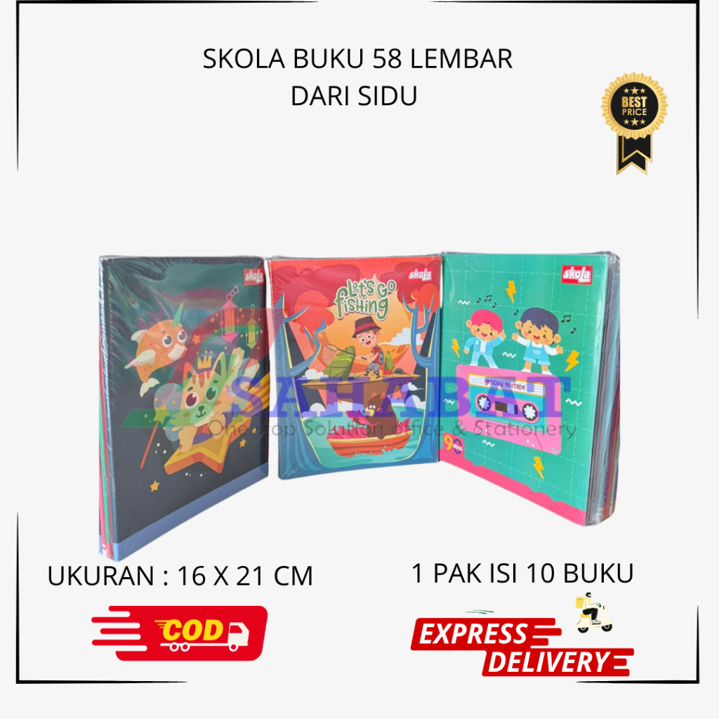 

SKOLA BUKU TULIS 38 / BUKU TULIS SKOLA / SATU PAK ISI 10 BUKU