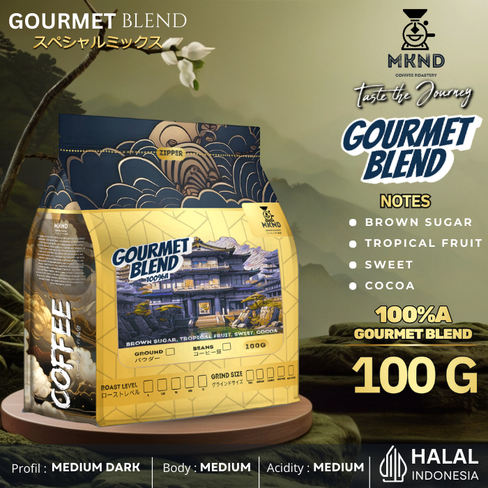 

MKND COFFEE ROASTERY - Arabika Gourmet Blend 100gr Arabika 100% Kopi Susus | Blend Kopi | Medium Dark | White Coffee