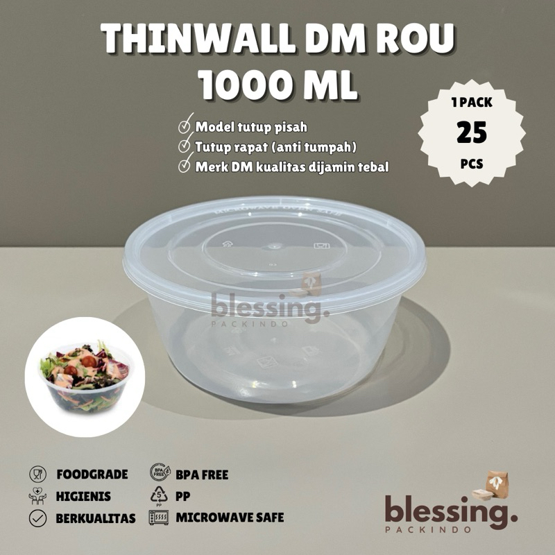 Thinwall ROU 1000ml / Thinwall DM ROU / Thinwall Mangkuk Bulat Makanan / Thinwall Mangkok Bulat / Fo