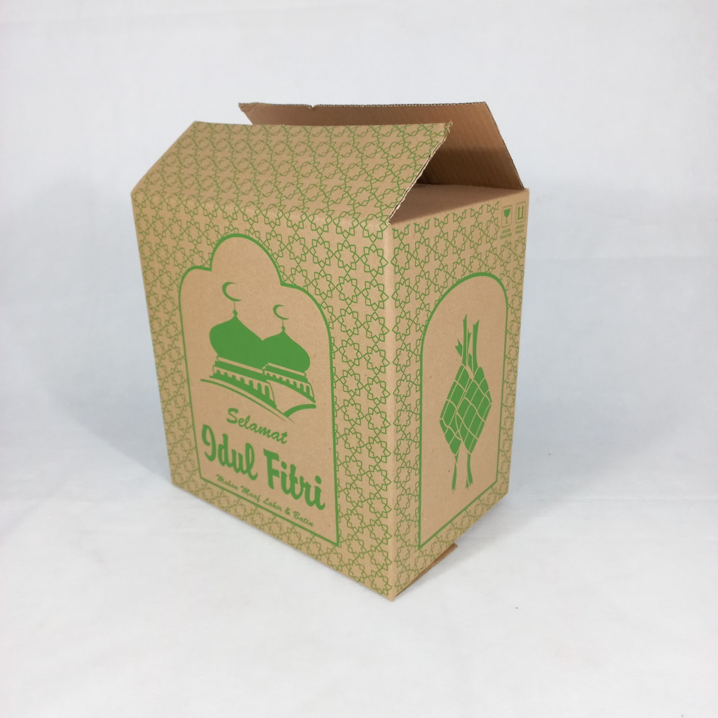 

10 Pcs Dus Parcel Hampers Lebaran Motif Batik Coklat Ukuran 31x21x31cm Packaging Idul Fitri