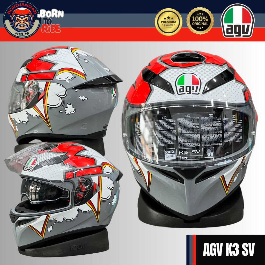 HELM AGV K3SV BUBBLE GREY - AGV K3-SV  FULL FACE - AGV K3 ORIGINAL AGV HELMETS
