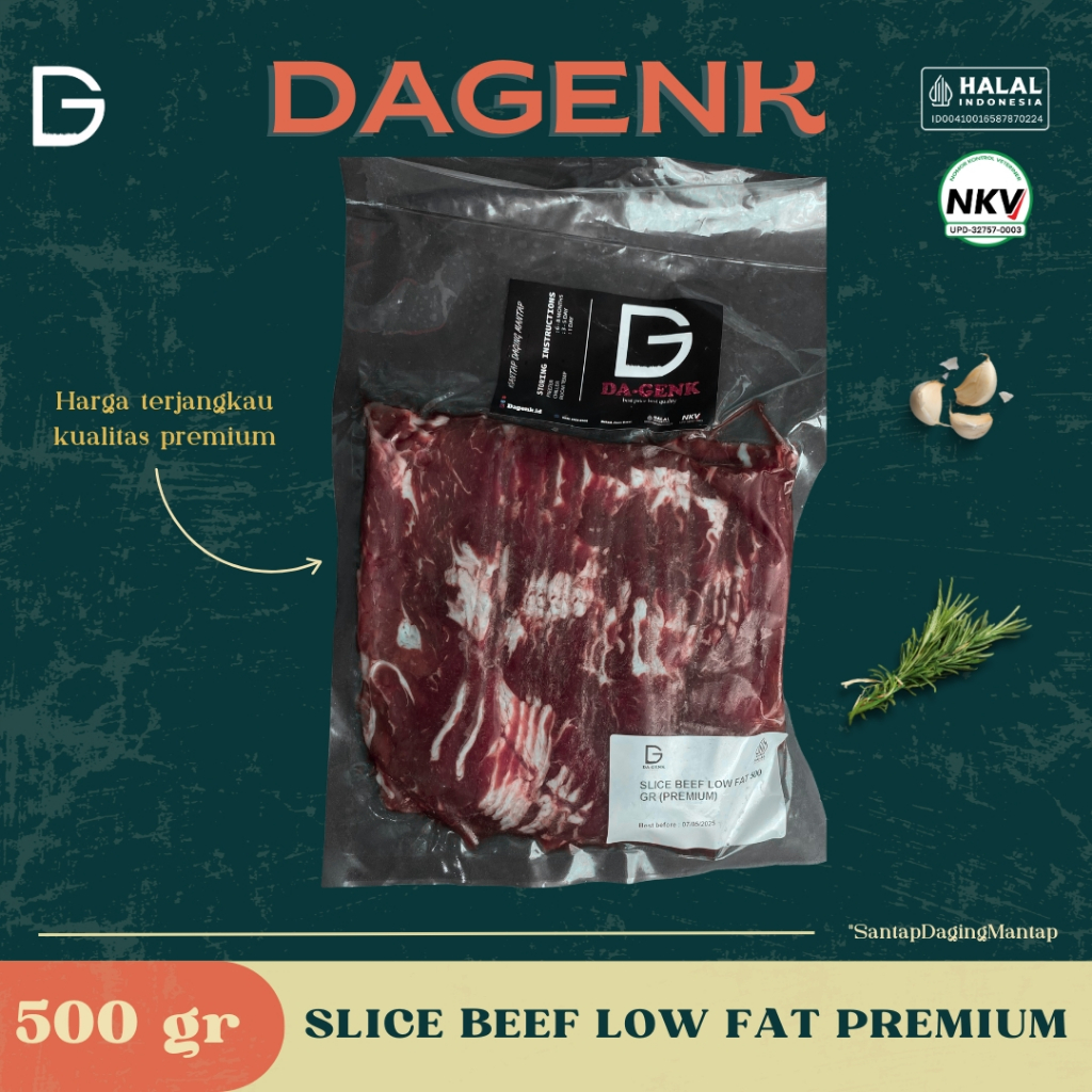 

SLICE BEEF PREMIUM MINIM LEMAK 500 GR - HALAL FRESH & READY TO COOK SAT SET DAGENK