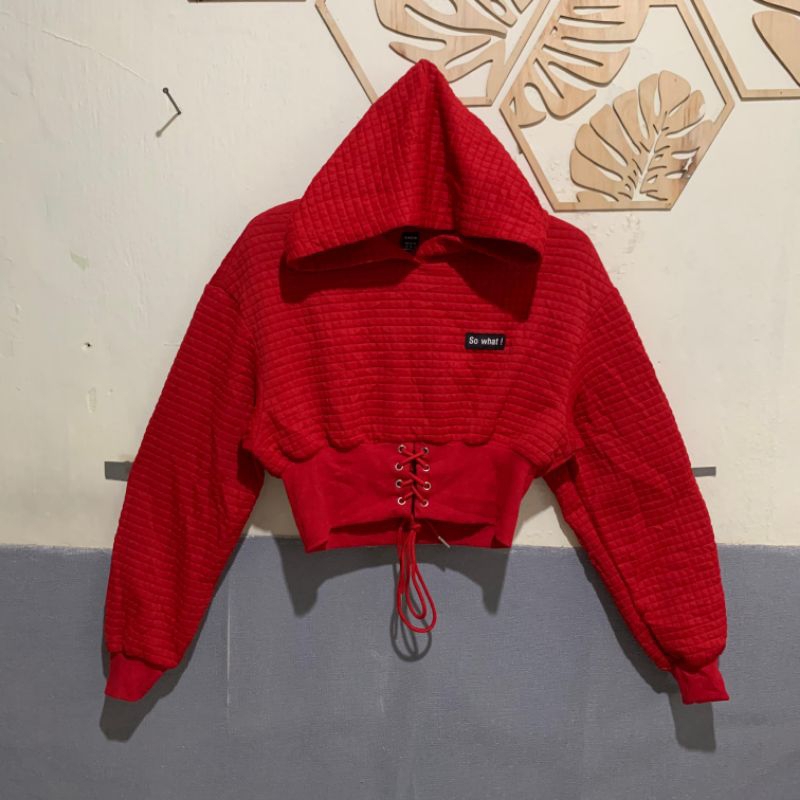 SHEIN EZwear sweater hoodie crop kekinian fashion outfit ootd Korean style