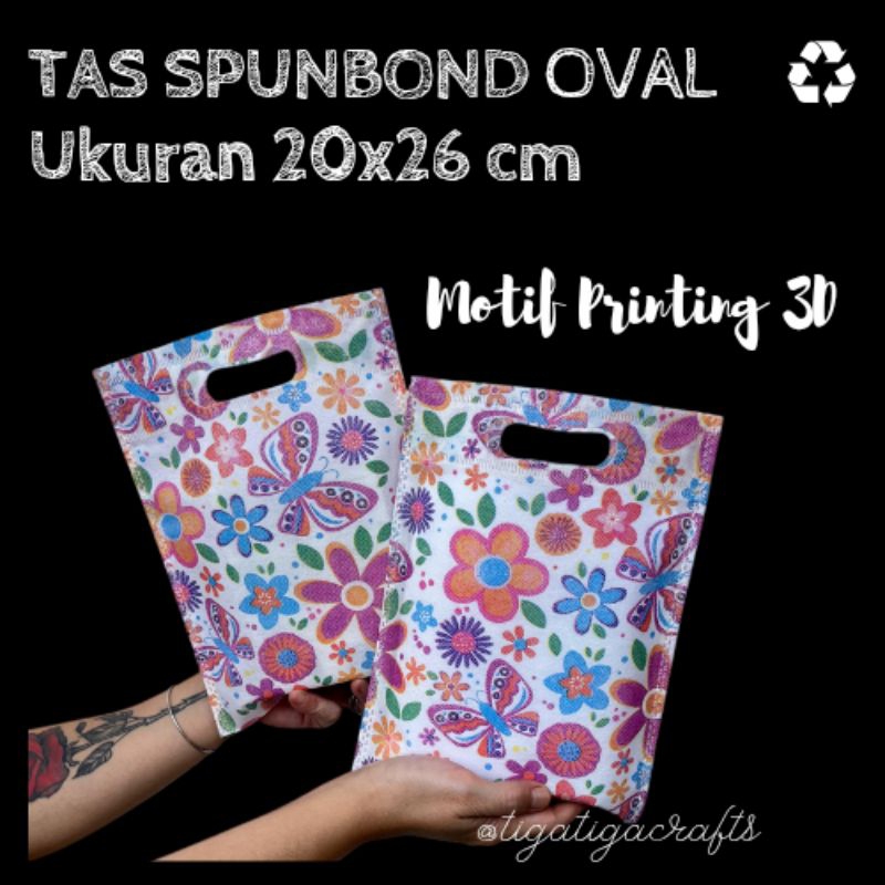 

OVAL PRINTING 20X26 Tas Spunbond Oval Ukuran 20x26 cm, goodiebag 20x26, tas spunbond motif Printing 3D