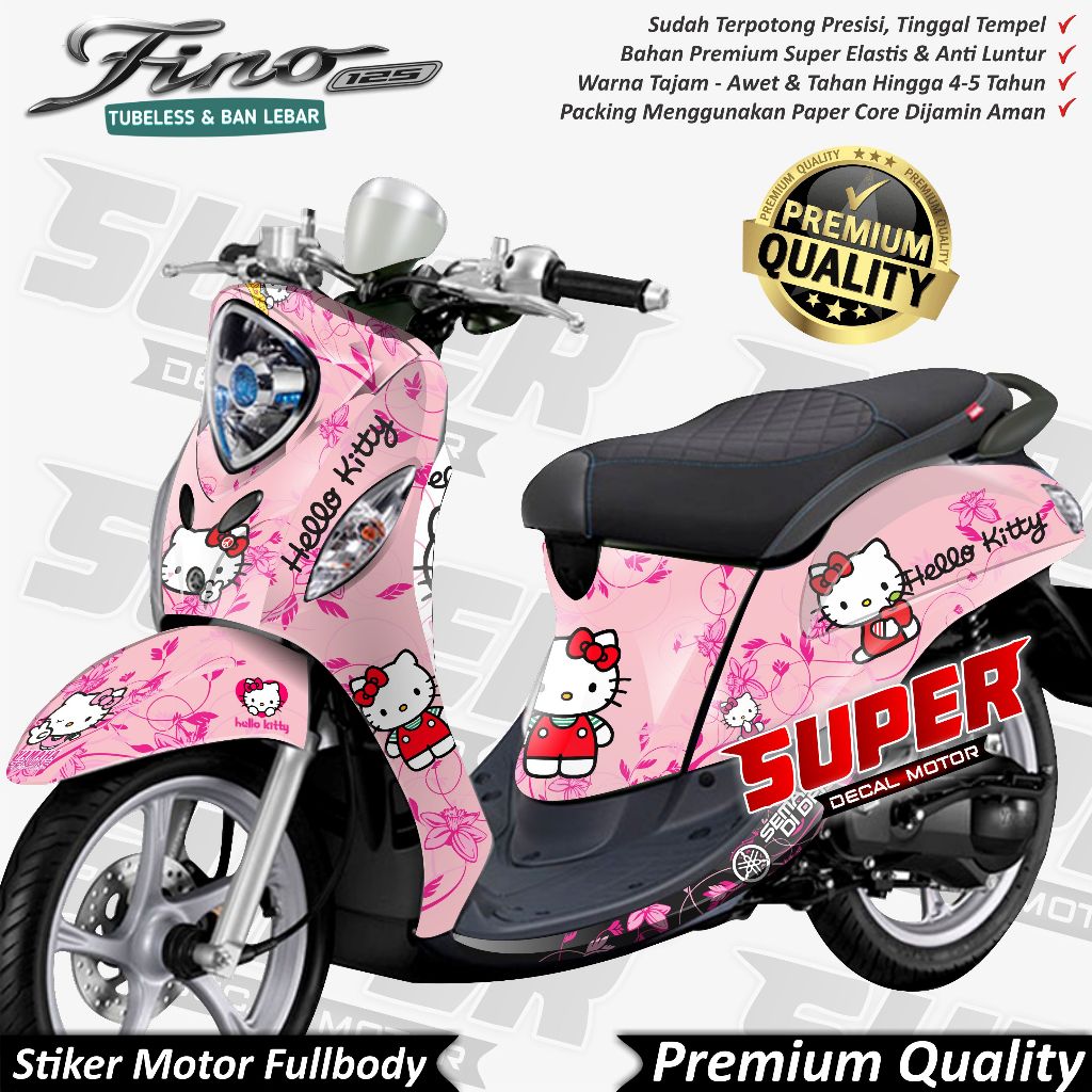 (COD) Stiker Decal Motor Yamaha Fino 125 New Full Body Variasi Konsep Hello Kitty 03