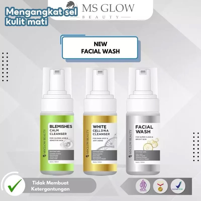 MS GLOW FACIAL WASH WHITENING SABUN MUKA WAJAH ORI
