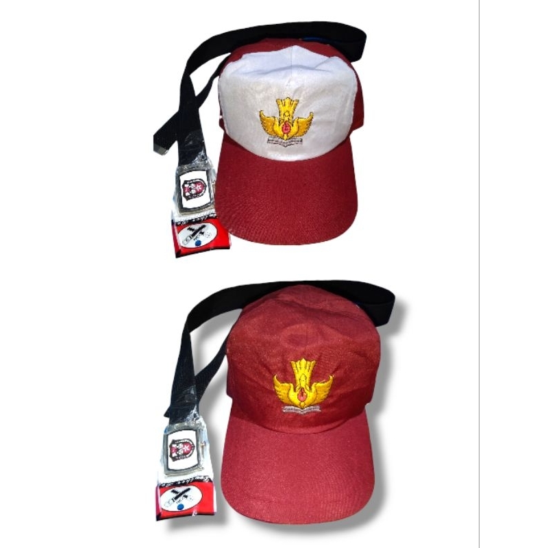 paket TOPI DAN SABUK SEKOLAH SD merah putih cowok cewek