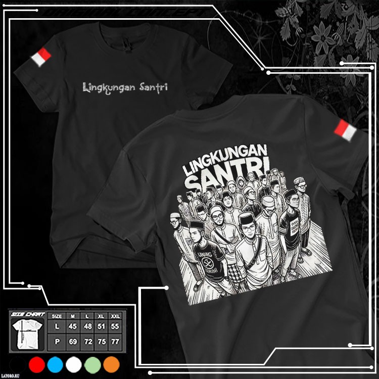 Kaos Santri - Kaos Lingkungan Santri - Bahan Katun - Sablon DTF Premium