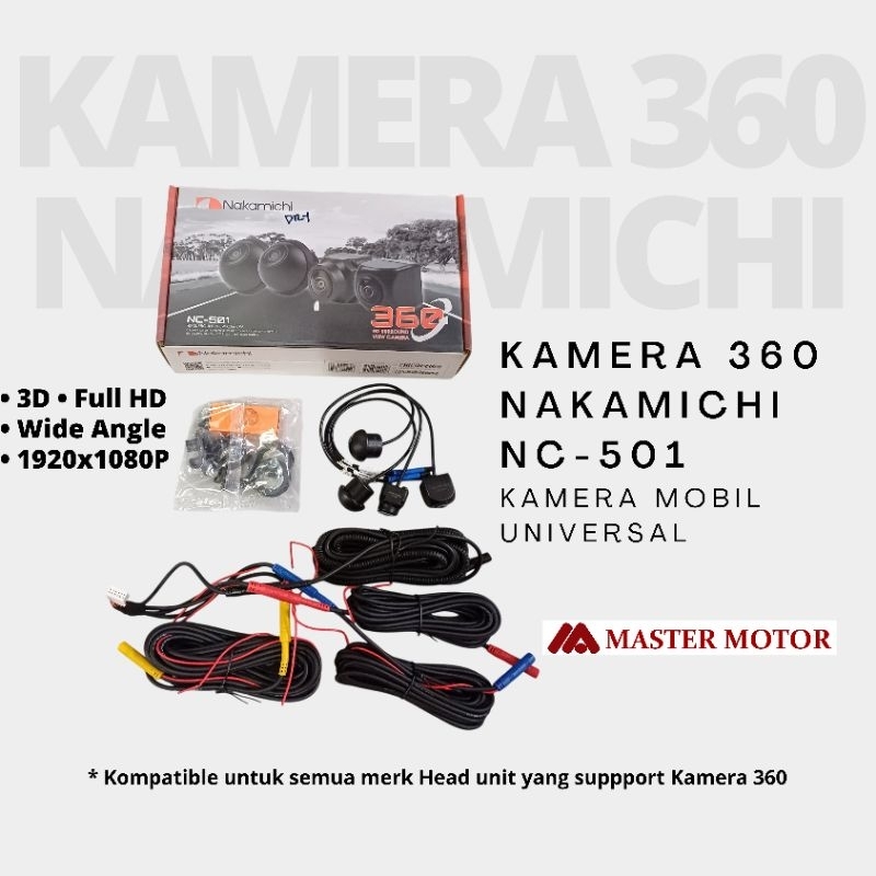 KAMERA 360 NAKAMICHI NC 501 Untuk Mobil universal 4 LENSA 3D HD Parkir Cam Depan Belakang Samping NC