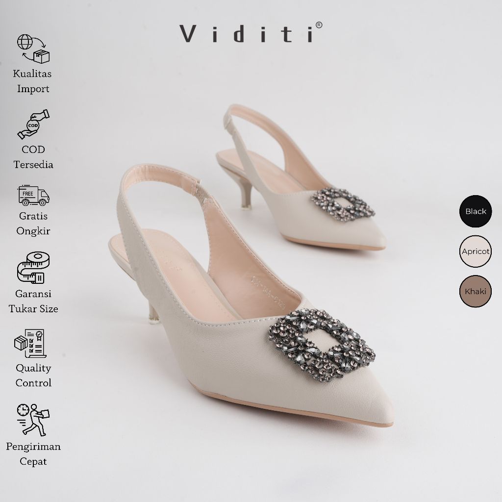 Viditi Crystal Sling Back Heels 4 cm // Sepatu Import Wanita