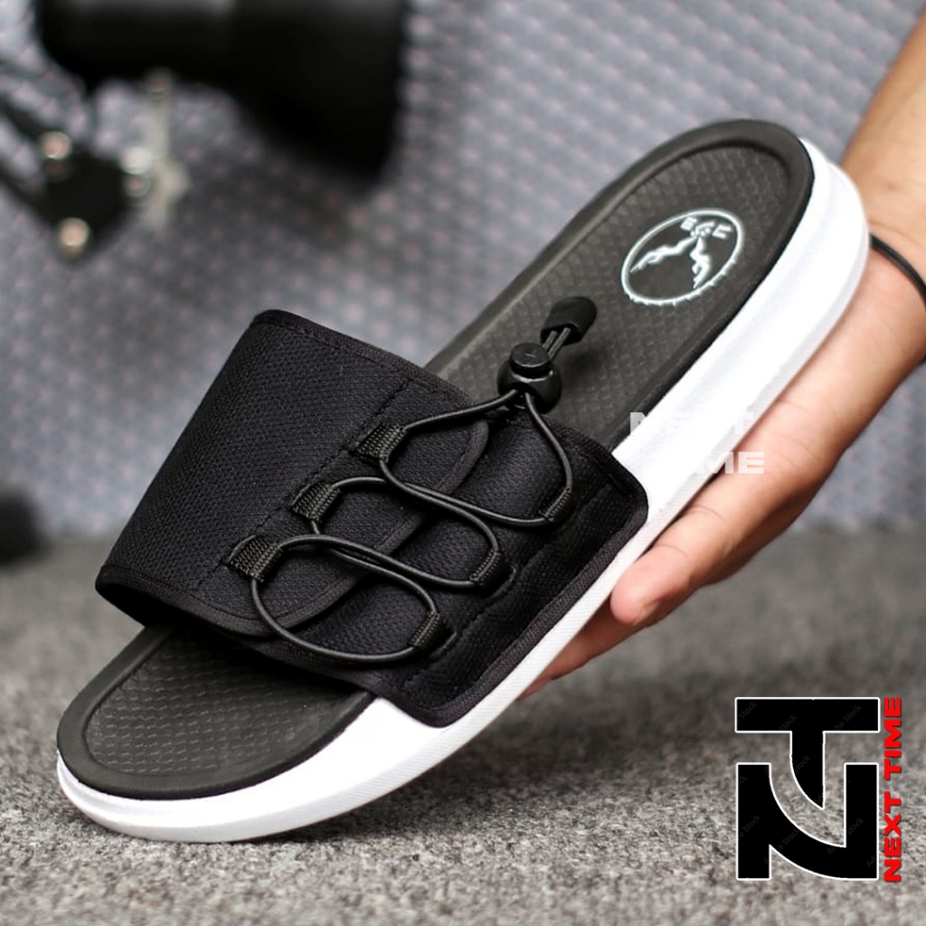NXT Benova Sandal Slide Pria Casual Slop Hitam Simpel Original
