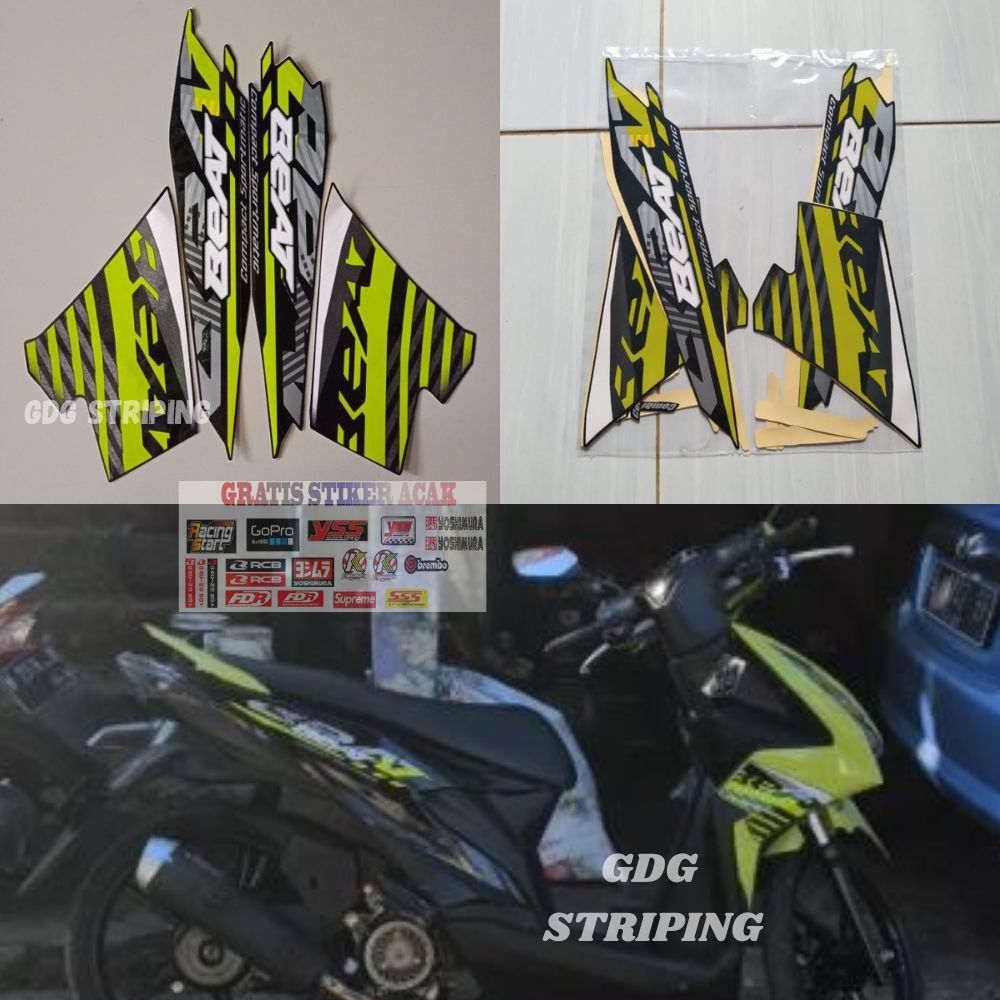 Striping Stiker Motor Honda Beat Fi Cbs 2021 Hitam Hijau Murah