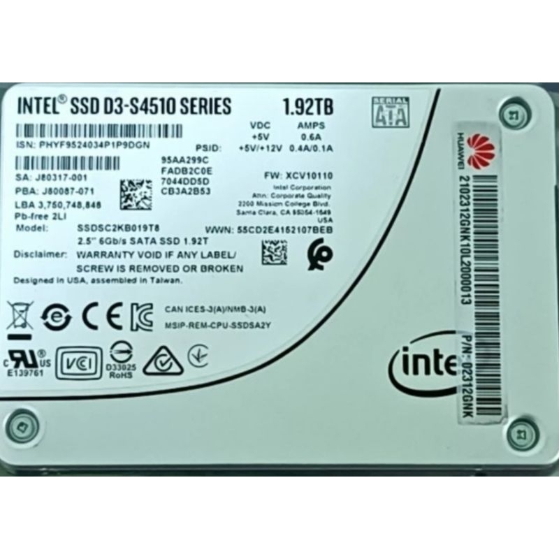 SSD Enterprise intel D3-S4510 SENTINEL 100%