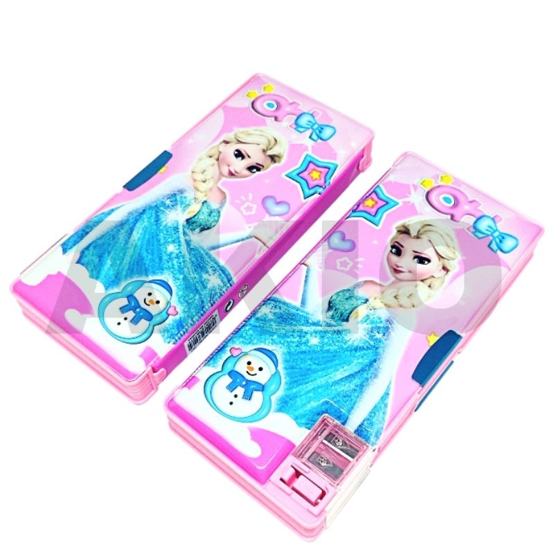 

Tempat Pensil Anak Karakter FROZEN ELSA ANNA 2 Sisi Magnet BESAR + 2 Rautan BC-207