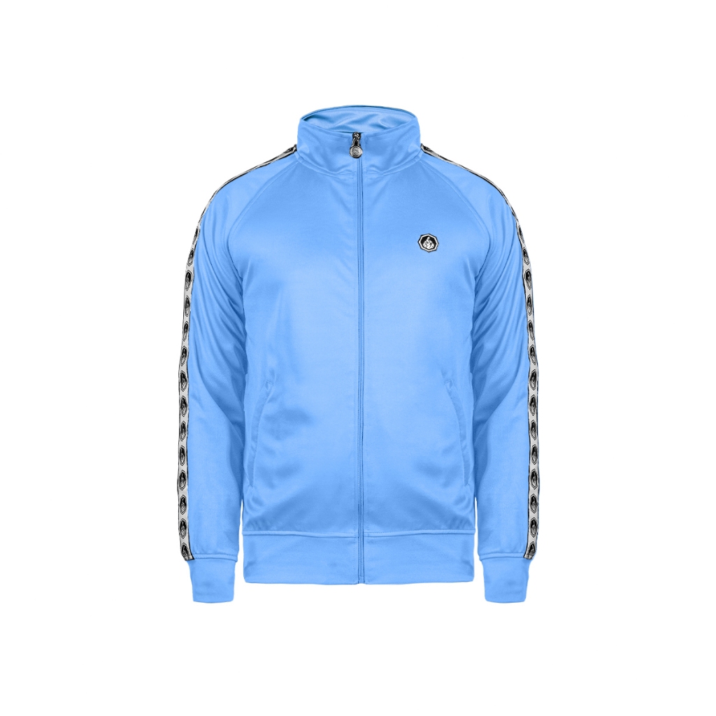Prung Duscher Jaket Tracktop Taped Warna Biru Langit Jaket Olahraga
