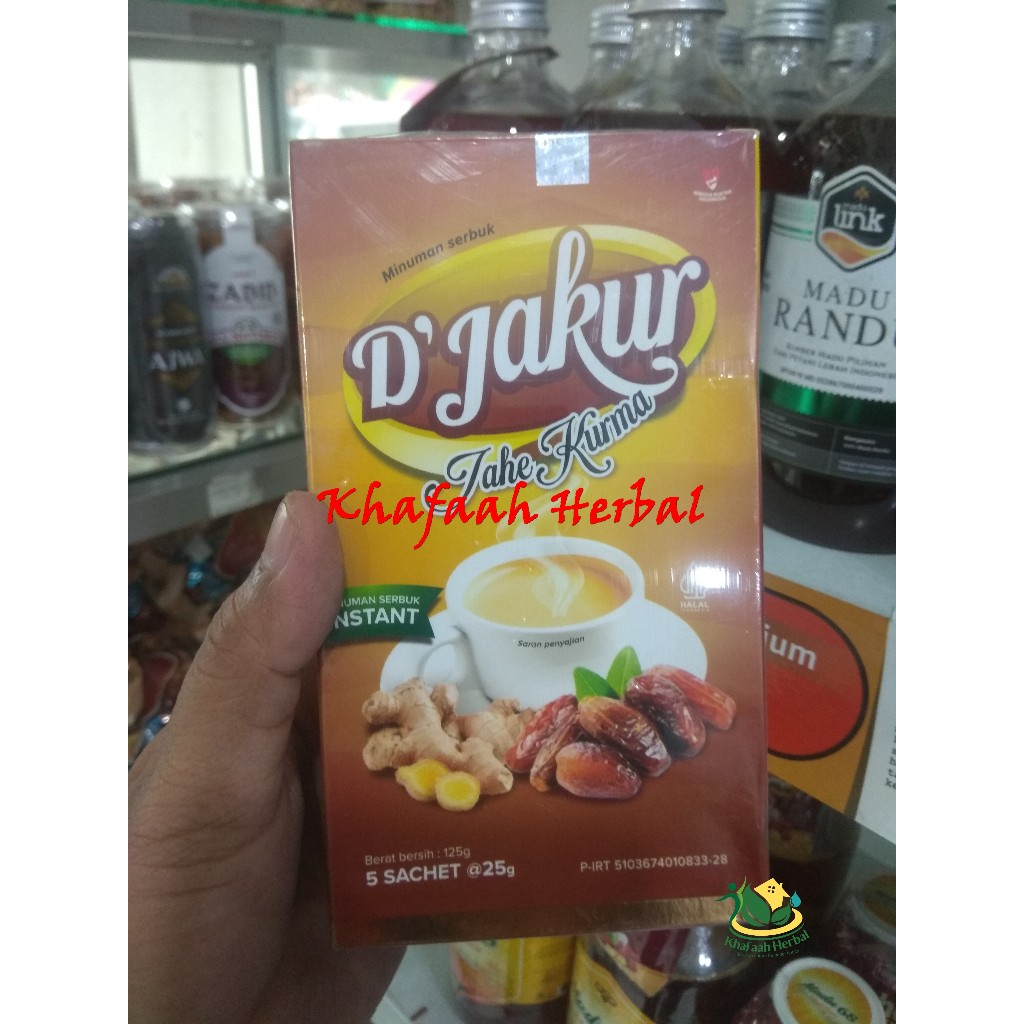 

DJAKUR Jahe Merah Kurma Minuman Herbal Isi 5 Sachet Mengatasi Perut Kembung Pusing Susah Tidur Demam