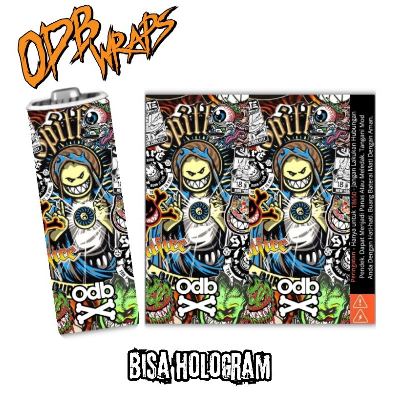 

FAMSTORE - Pelindung Baterai - Stikerskin Wrap Baterai 18650 Motif ODb x Grafiti Full Motif Desain dan Anti Gores
